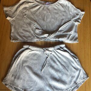 Sabo Skirt Grey Lounge Crop Top and Short Set Medium